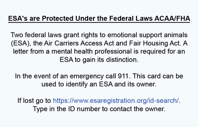 Buy Emotional Support Animal Id Pvc Online Esara